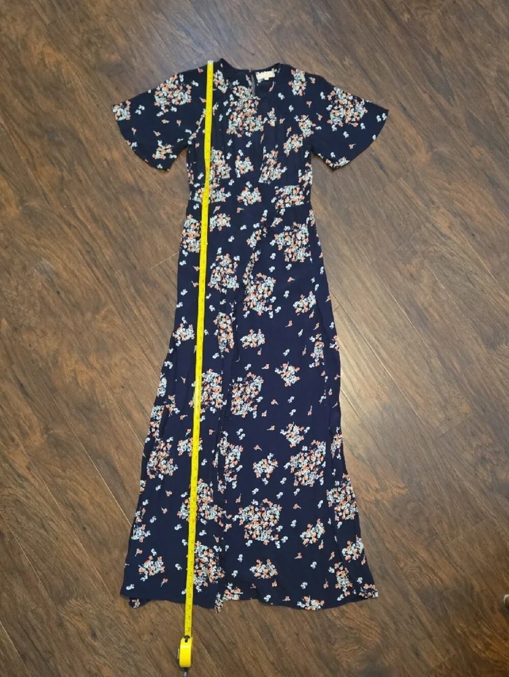​byTiMo Navy Blue Floral Short Flutter Sleeve Midi/Maxi Dress Sz XS_096